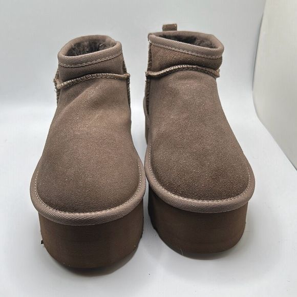 CUSHIONAIRE Women's Genuine Suede pull on platform boot +Memory Foam 6 TAUPE - Picture 2 of 7